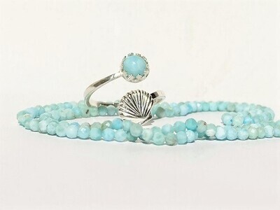 Larimar shell ring to boost mood and mental health on life’s journey