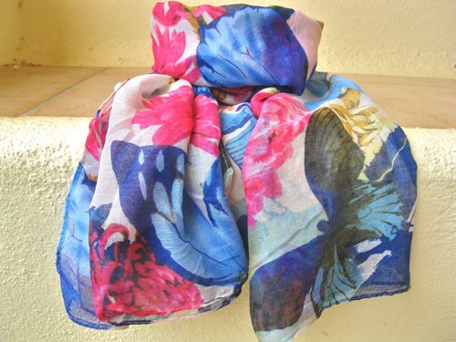 Butterfly scarf ~ passionate pink & blue