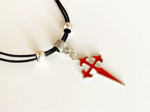 St James cross necklace for safekeeping ~ red metal