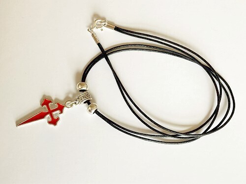St James cross necklace for safekeeping ~ red metal, Extender chain?: No extender chain, Single or Double cord?: Double cord