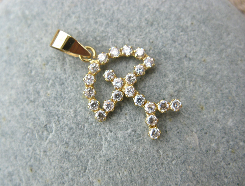 Indalo pendant ~ classic, 18ct gold + zirconite