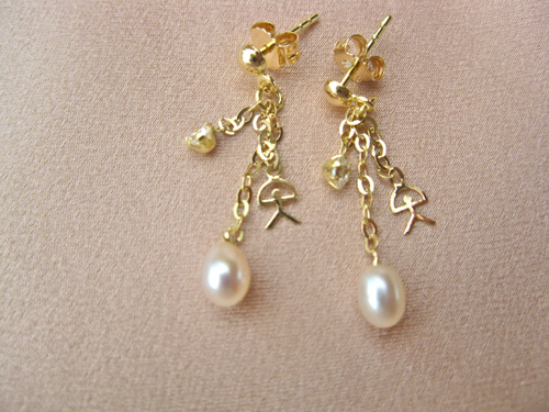 Indalo pearl earrings ~ 18ct gold + zirconite