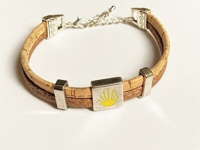 Camino de Santiago Way of St James bracelet - two tone cork, or leather
