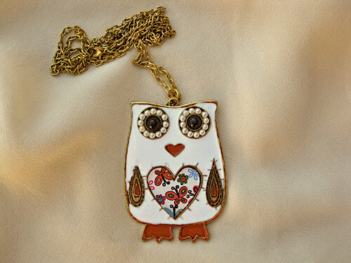 Shirley Owl decorated with hearts and beads