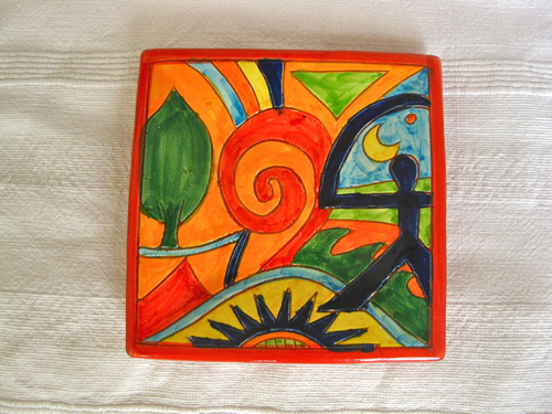 Spanish plate ~ Indalo swirl, square