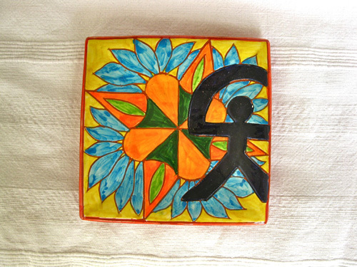 Spanish plate ~ Indalo cornflower, square