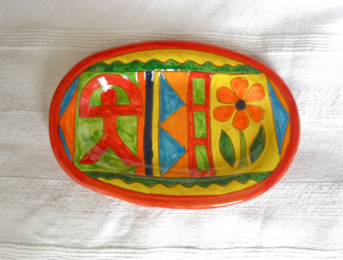 Spanish ceramic platter ~ Indalo, escalera