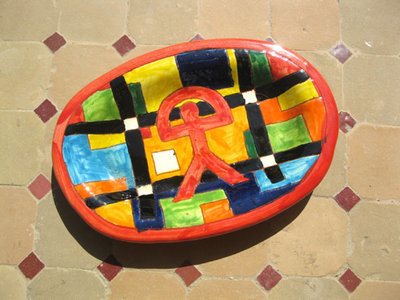 Spanish ceramic platter ~ Indalo, lineas