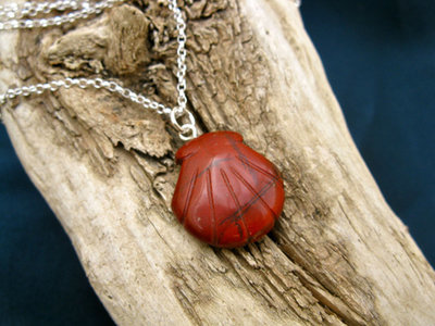 Camino journey necklace ~ red jasper scallop shell