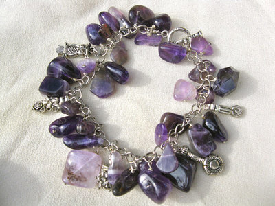 Owl charm bracelet ~ amethyst