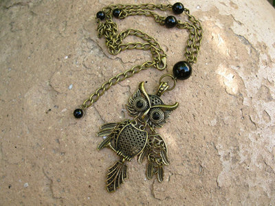 Owl protection necklace ~ black agate