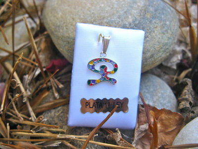 Indalo  pendant ~ enamel + silver, dancing small