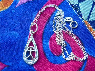 Indalo necklace ~ hammered + etched teardrop