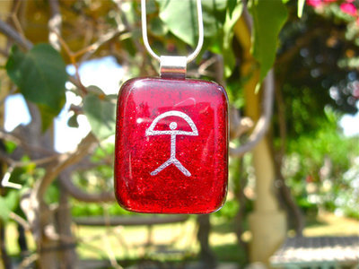 Dichroic glass pendant ~ Indalo PEACE ruby