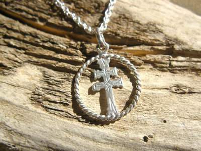Caravaca cross necklace ~ circular, silver