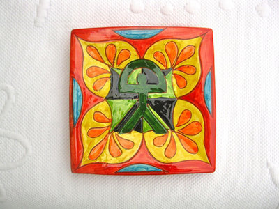 Spanish plate ~ Indalo flores, square