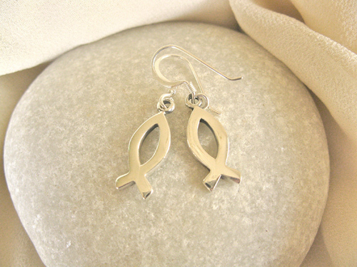 Christian fish earrings ~ silver