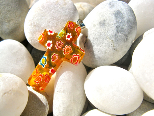 Cross of faith necklace ~ amber glow