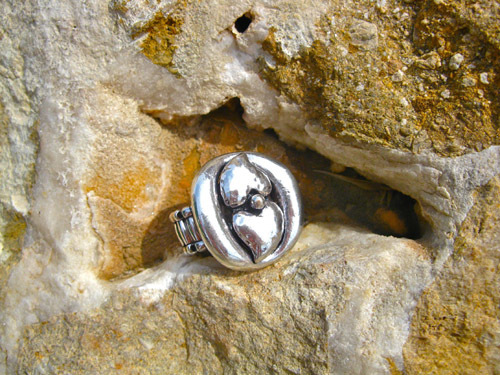 Chunky double-heart ring