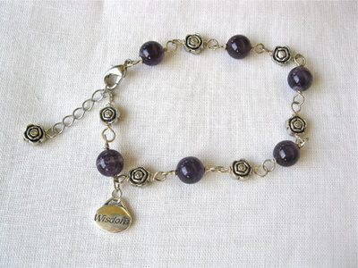 Amethyst charm bracelet, WISDOM
