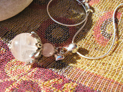 Loveheart necklace ~ rose quartz + silver