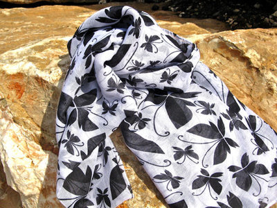Butterfly scarf ~ black + white