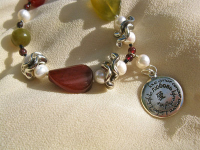 Love charm necklace ~ jade and pearl