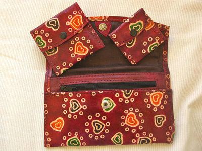 Leather wallet purse set ~ love hearts