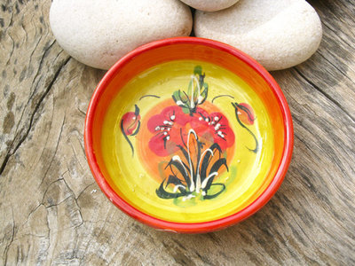 Spanish ceramic bowl ~ poppy field