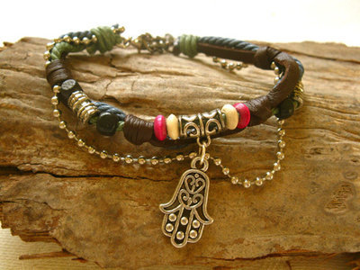 HAMSA bracelet ~ NaturalSoul, pomegranate