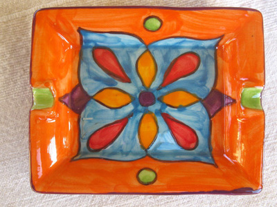 Spanish ceramic dish / ashtray ~ clementine