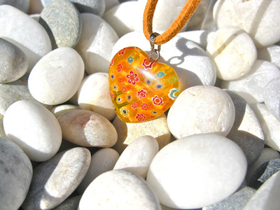 Heart necklace ~ amber glow