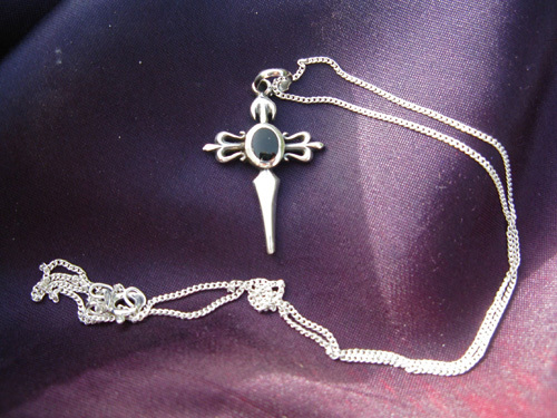 Cross of St James necklace ~ sterling silver and jet