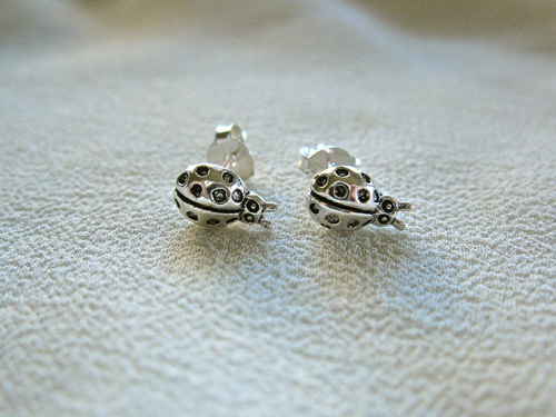 Sterling silver Ladybird stud earrings