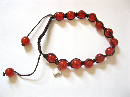 Shamballa bracelet ~ carnelian + heart for ambition