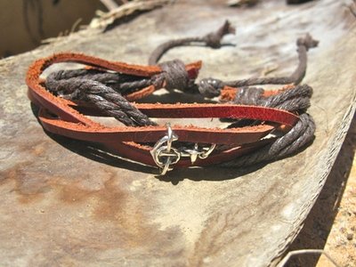 Anchor bracelet ~ NaturalSpirit, leather + cord