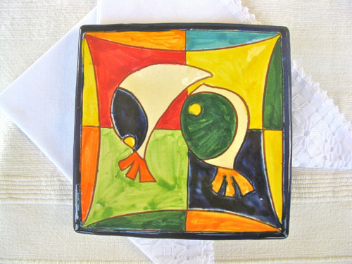 Spanish plate ~ fishy friends, square