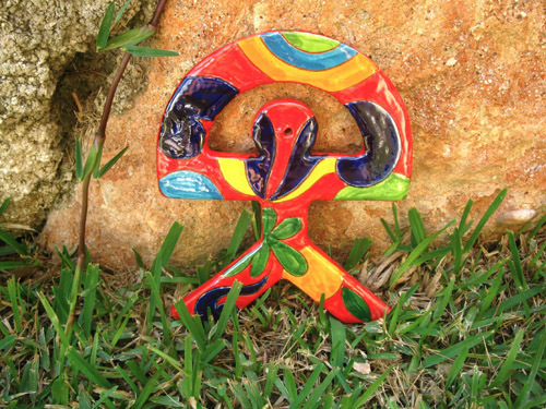 Spanish ceramic Indalo talisman, LARGE