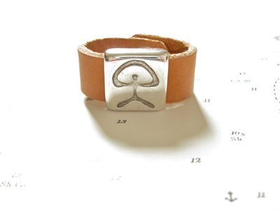 Indalo symbol ring - leather 13mm