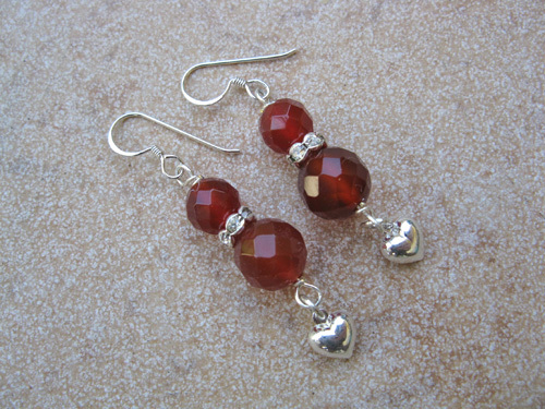 Carnelian + Heart earrings