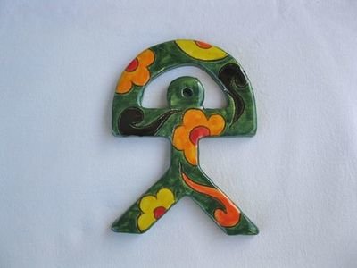 Spanish ceramic Indalo talisman ~ GREEN, Choose design: Green Indalo 5