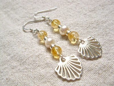 Compostela earrings with citrine + pearl - said to encourage happiness, success, creativity