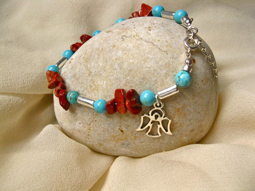 Guardian angel bracelet ~ red jasper + turquoise