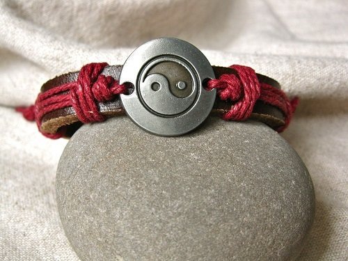 Yin Yang leather bracelet