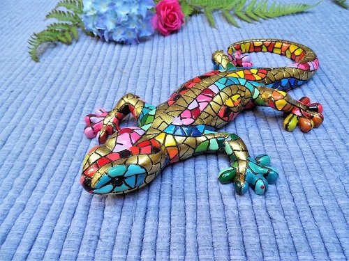 Spanish ceramic Gecko figurine to wish luck LARGE ~ Diego