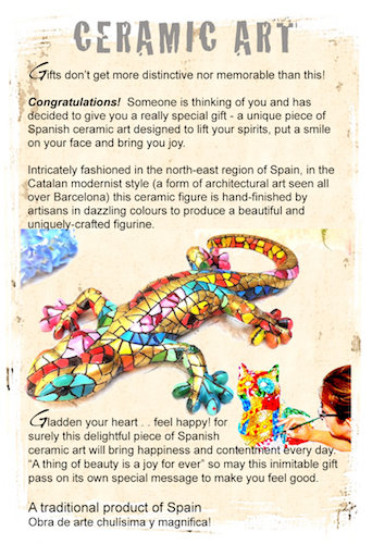 Ceramic Latino Gift Idea Welcome Sign Bienvenidos Amigos Yellow Geckos