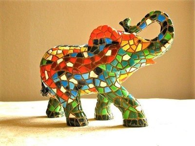 Spanish ceramic Elephant figurine for luck ~ Edgar