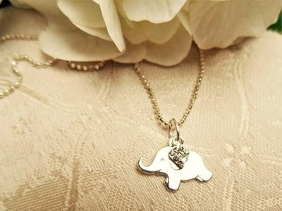 Lucky elephant necklace + heart - gift for New Beginnings