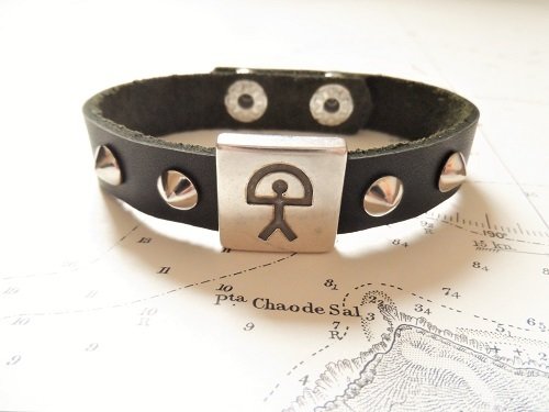 Indalo charm bracelet ~ black leather strap