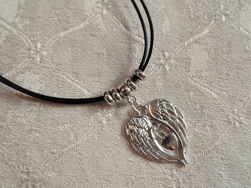 Angel wings + heart necklace for protection